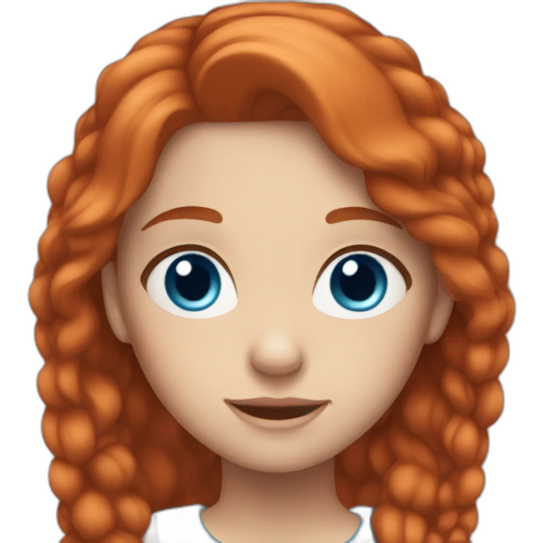 Girl with horse red hair and blue eyes emoji