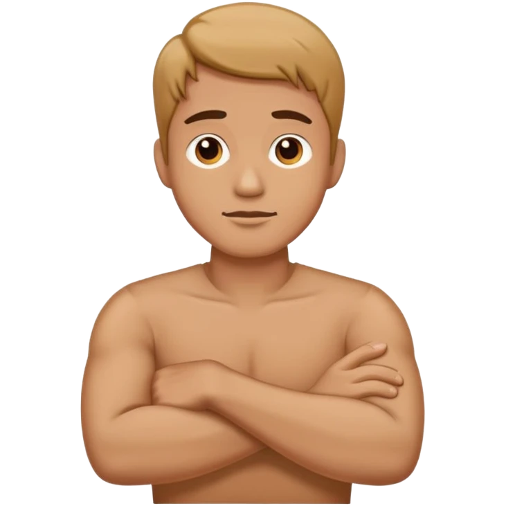 Man crossing his arms holding his neck emoji
