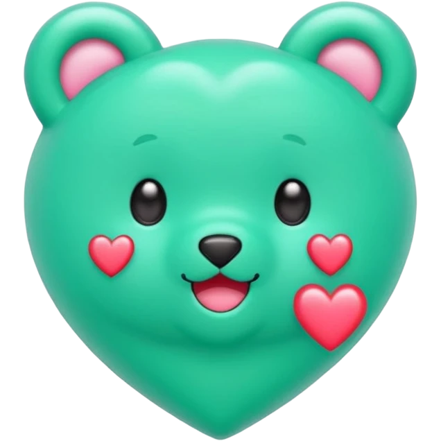 Oso gummy color verde agua  corazón rosa kawaii emoji