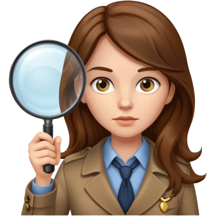female detective with long hair and magnifying glass emoji