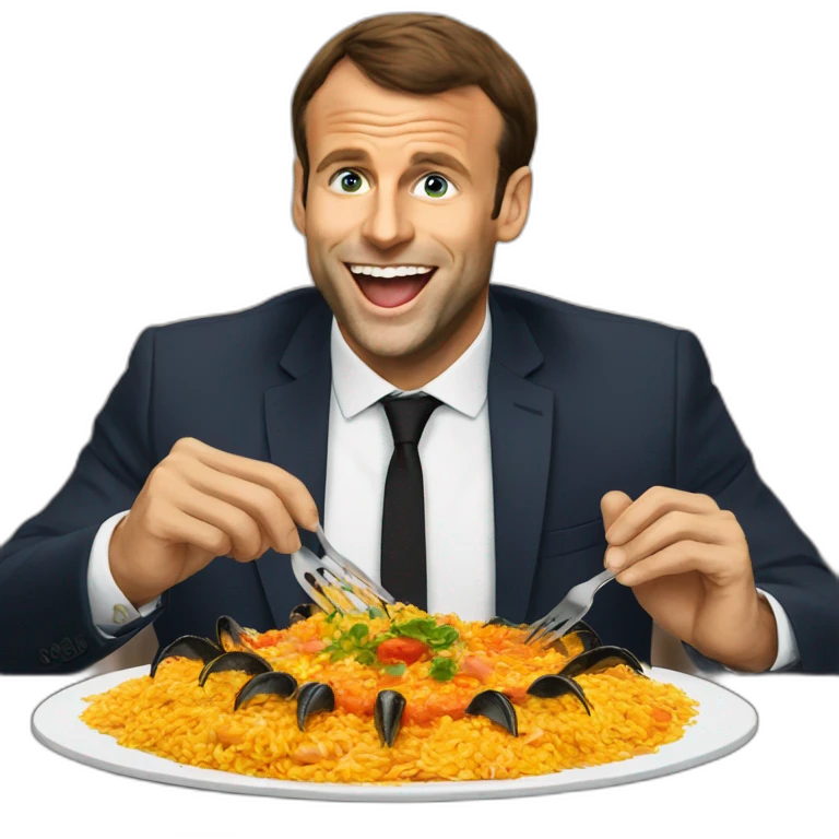 Macron eating paella emoji