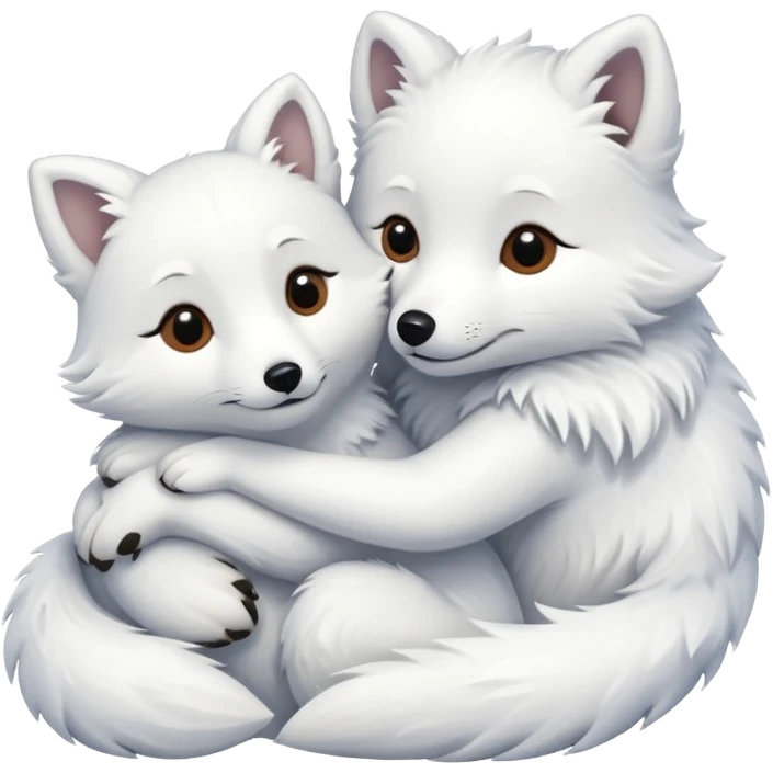 Arctic fox and dog hugging emoji