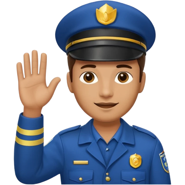 male bus driver, waving, in uniform with a cap emoji