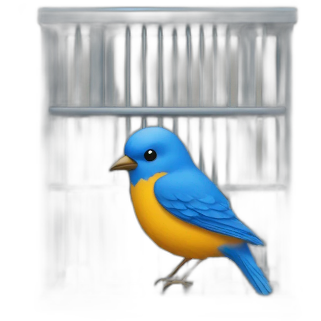 blue bird on a golden jail emoji