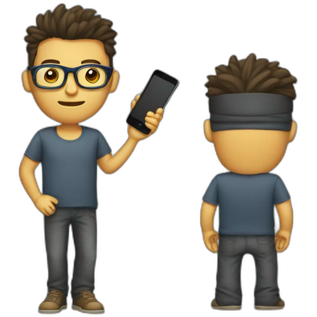 Hombre joven con barbar y lentes Tecnico de celulares  emoji