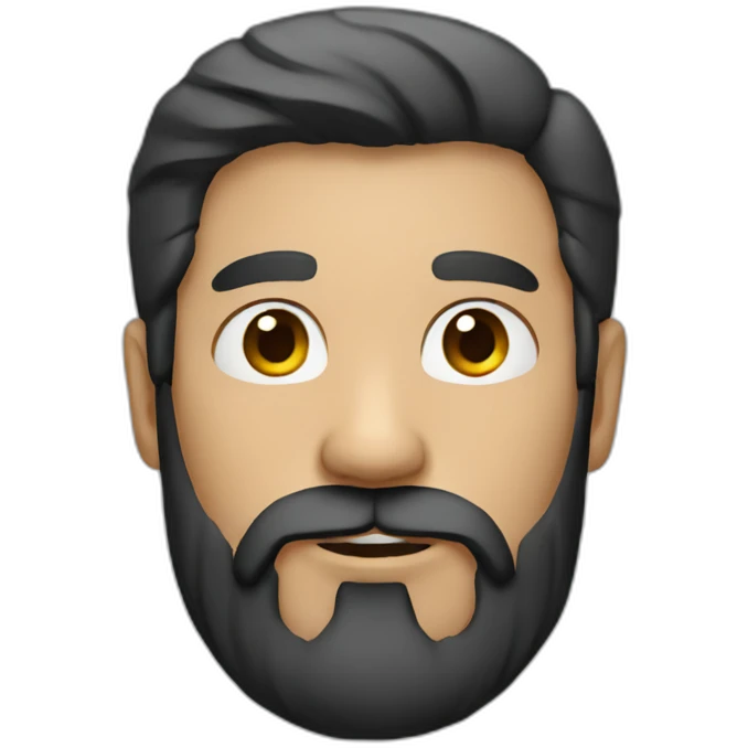 casual long black-haired man with beard emoji