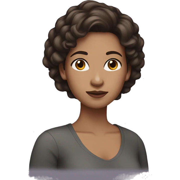 woman with light skin, dark brown hair, and dark brown eyes emoji