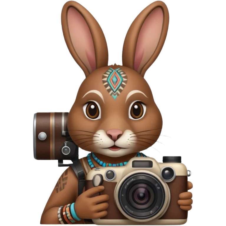 rabit, tribal ethnic ancient rabit with camera emoji