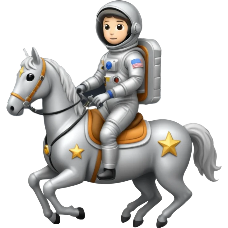 astronaut on horseback with stars in background emoji