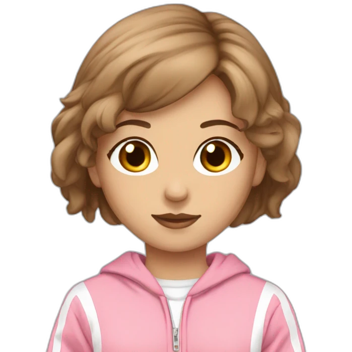 brown-haired-white-girl-pink-oversize-tracksuit emoji