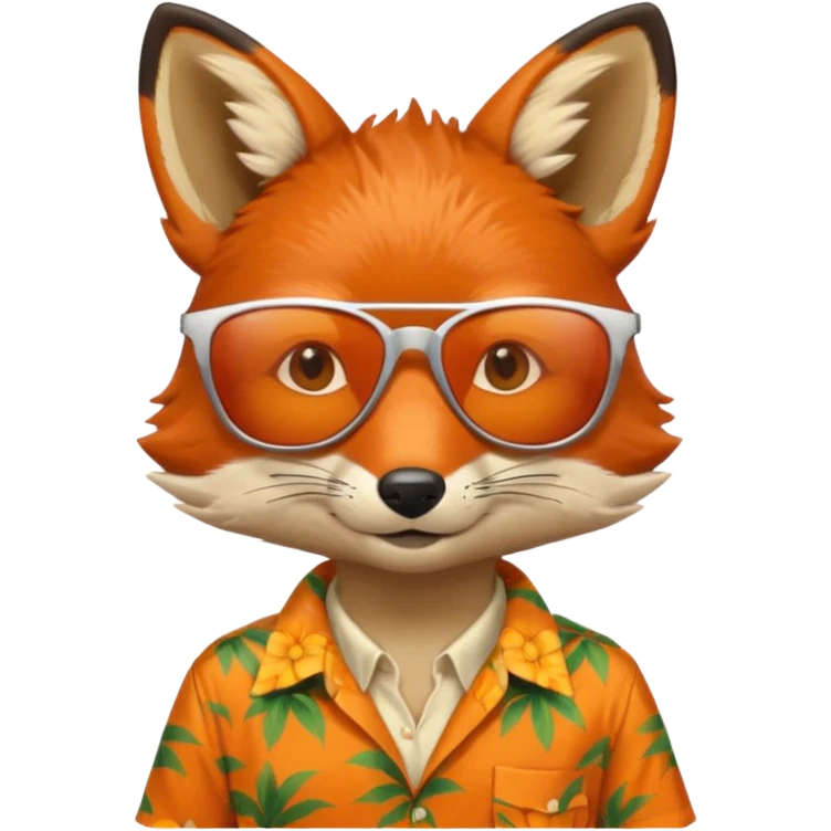 fox with aloha shirt wearing sunglasses emoji