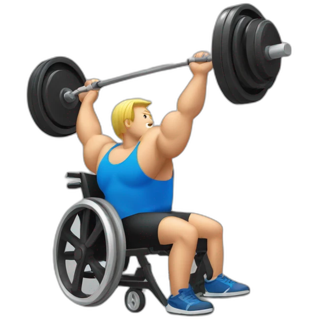 person on wheel chair weightlifting. emoji