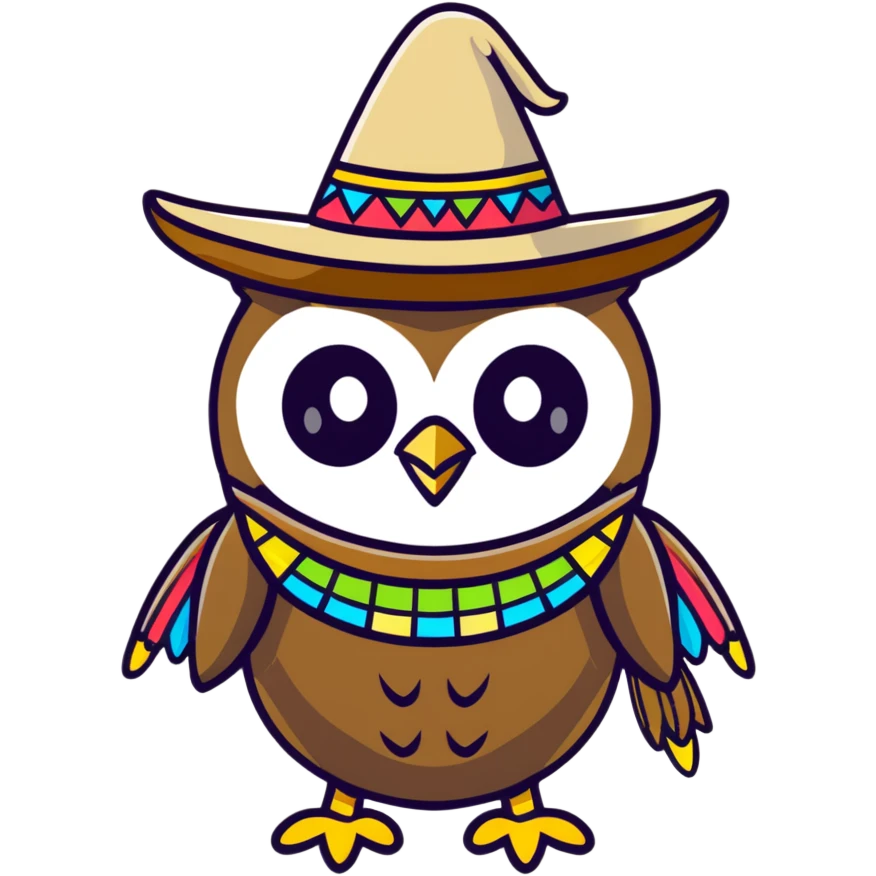A owl with a sombrero saying good night emoji