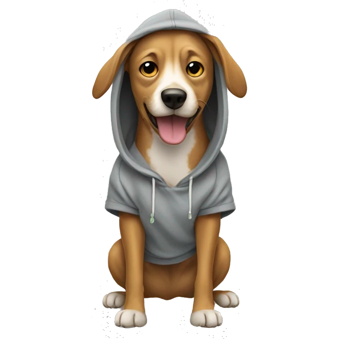 Dog whearing a hoodie emoji