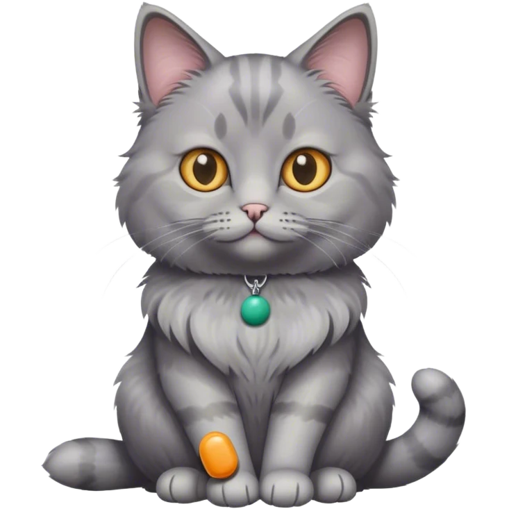 Grey cat with pill emoji