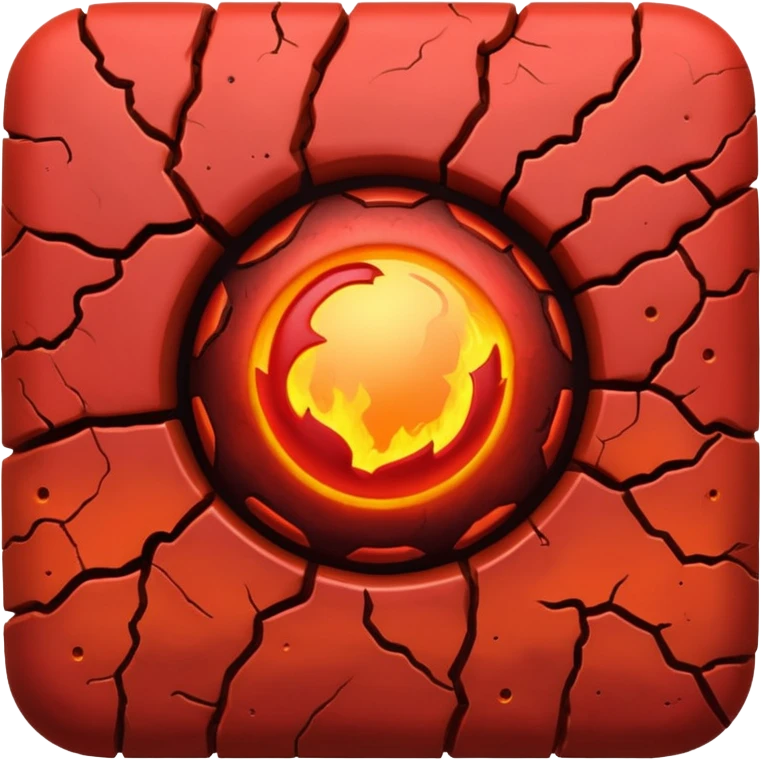 Crimson red planet with fire and cracks emoji