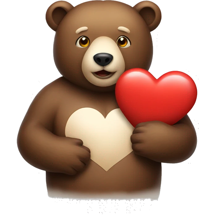A bear holding a heart  emoji