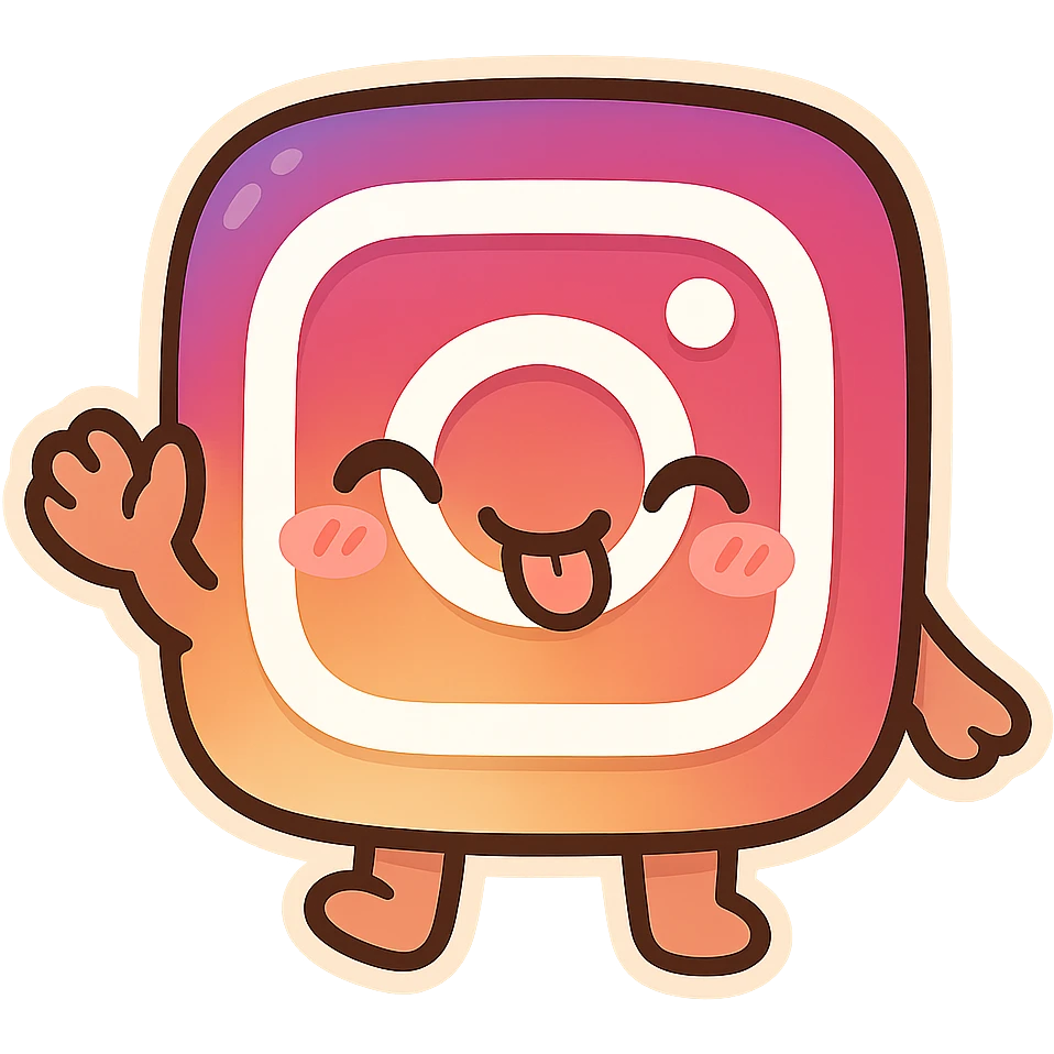 playful cartoon style Instagram logo emoji, no text emoji