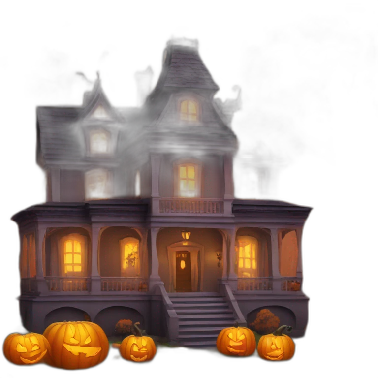 halloween mansion with pumpkins around emoji