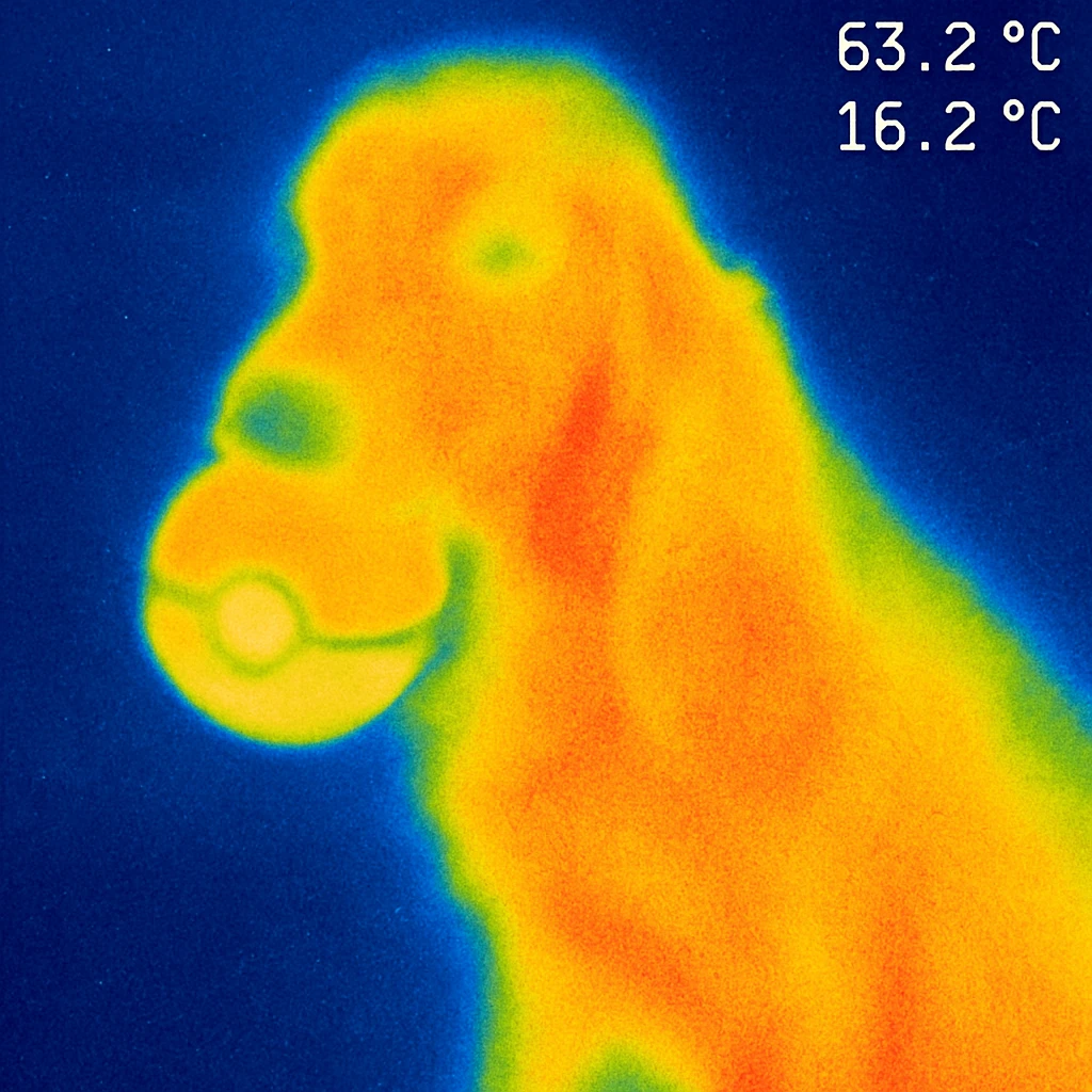 Russian Cocker Spaniel with a Poké Ball in its mouth with a background emoji