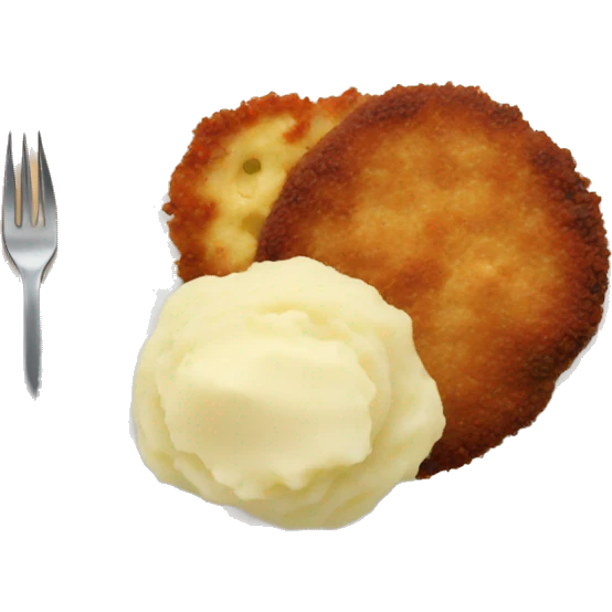 Cutlet with mashed potatoes on a plate emoji