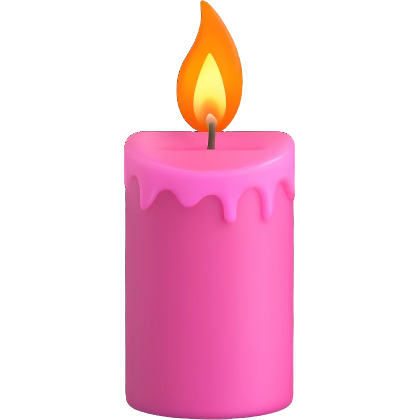 Draw a pink candle with a flame on it at an angle of 5 degrees from the horizontal. emoji