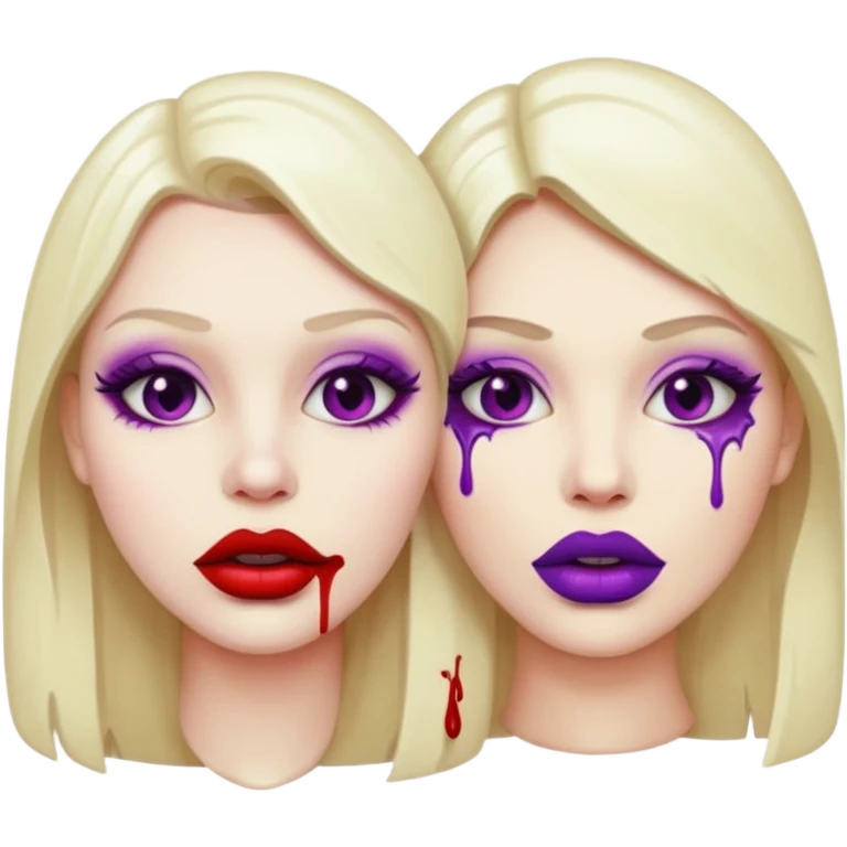 pair of bloody lips with purple lipstick on emoji