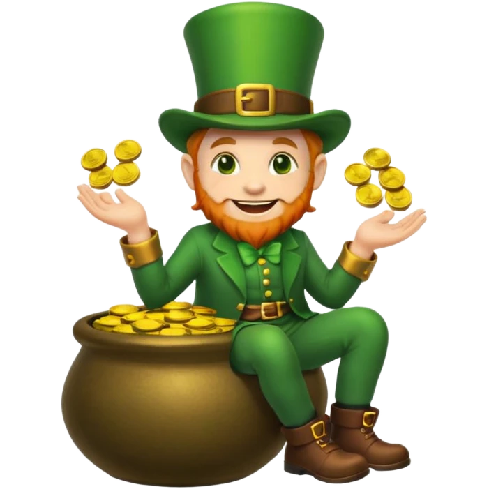 leprechaun emoji, sitting on a pot of gold emoji
