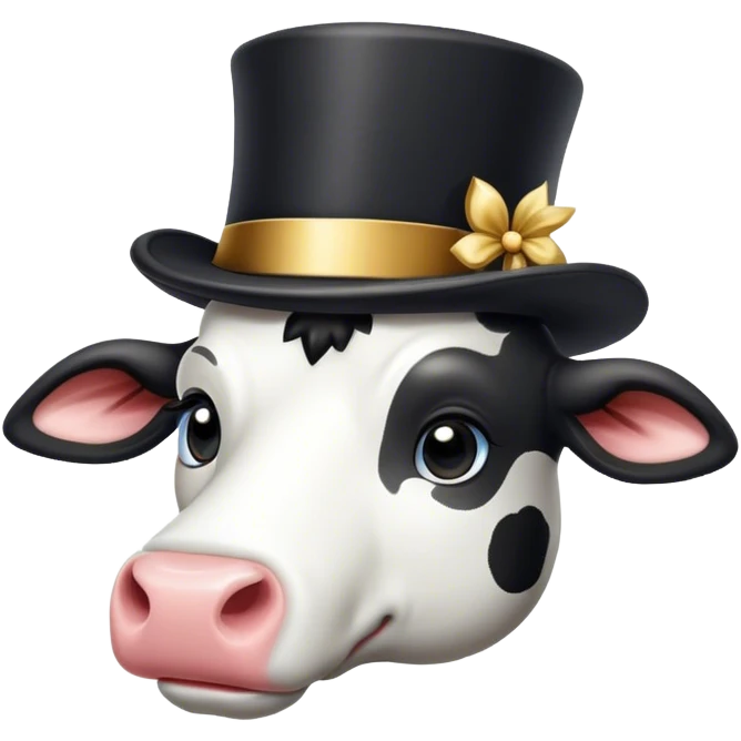 black and white cow with tophat emoji