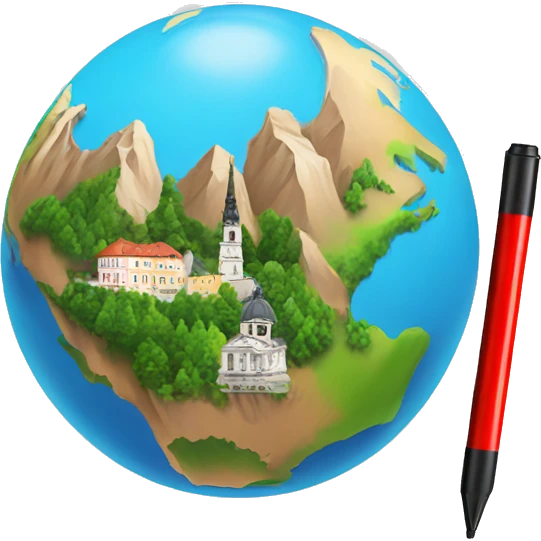 World with markers. Austria themed emoji