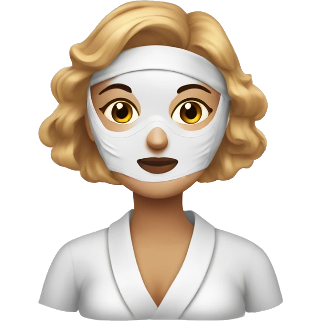 Lady with face mask spa beauty full face relaxing emoji