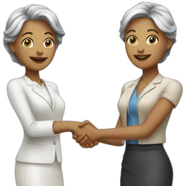 two white business women with different hair colors shaking hands emoji