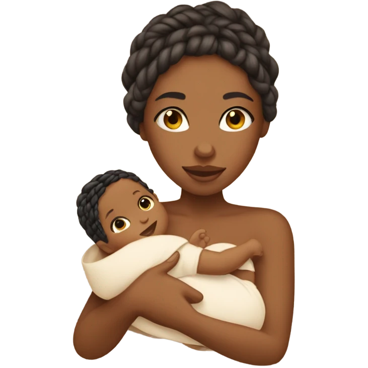 Aesthetic tan lady with braided hair holding a baby emoji