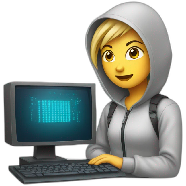 a girl computer hacking emoji