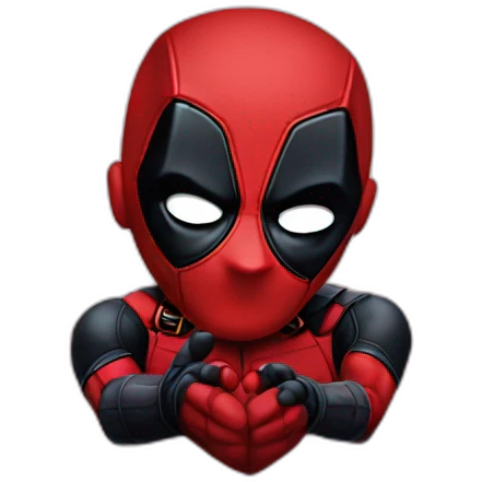 Deadpool making a heart with his hands emoji
