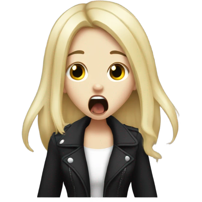 Blonde goth girl yawning emoji
