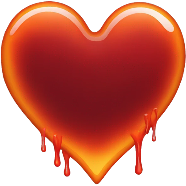 bleeding red heart shape glowing red-orange emoji