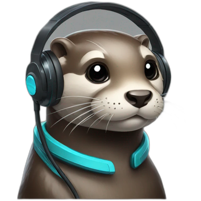 otter wearing gamer headset emoji