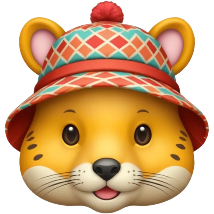animal wearing patterned hat  emoji