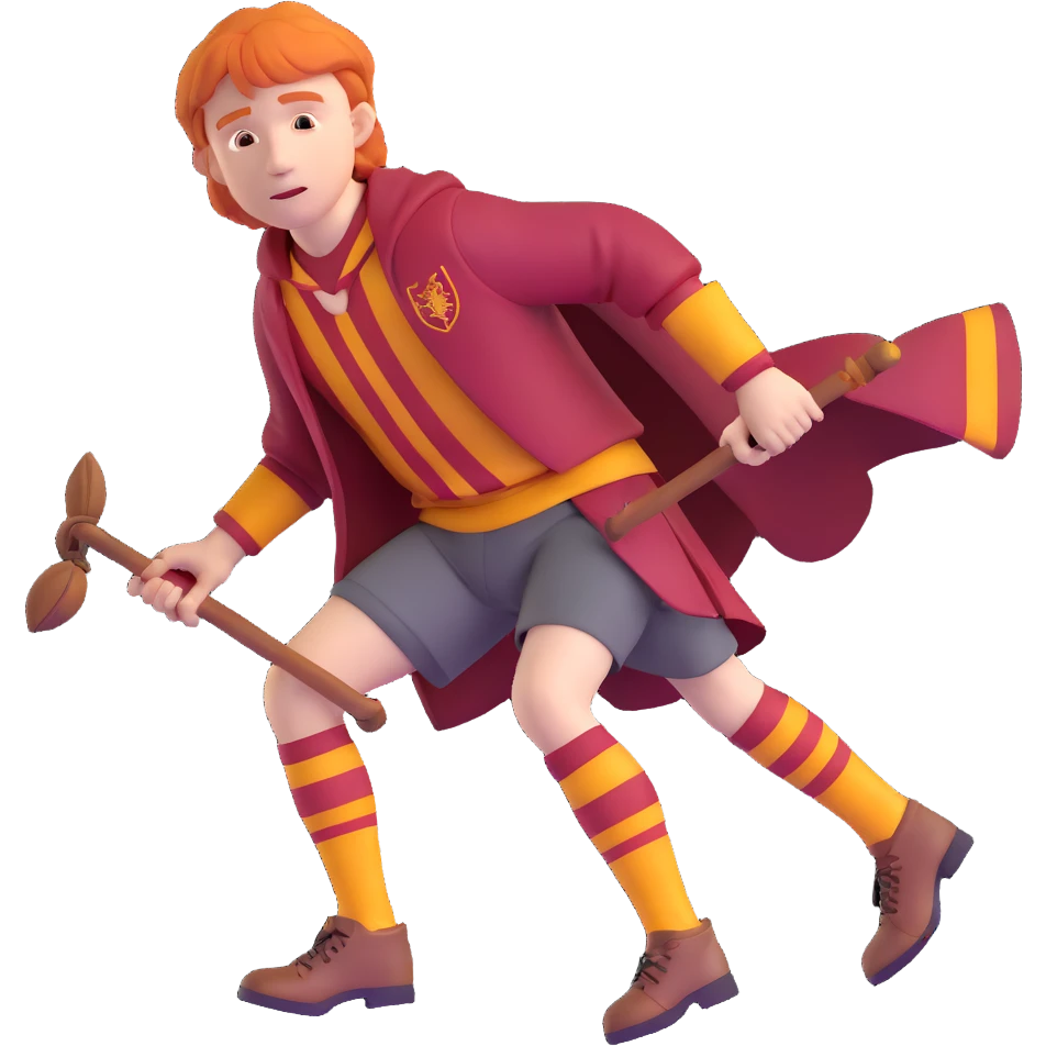 Ron Weasley in Gryffindor quidditch uniform emoji