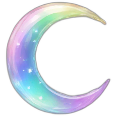 Pastel iridescent rainbow crystal crescent circle emoji
