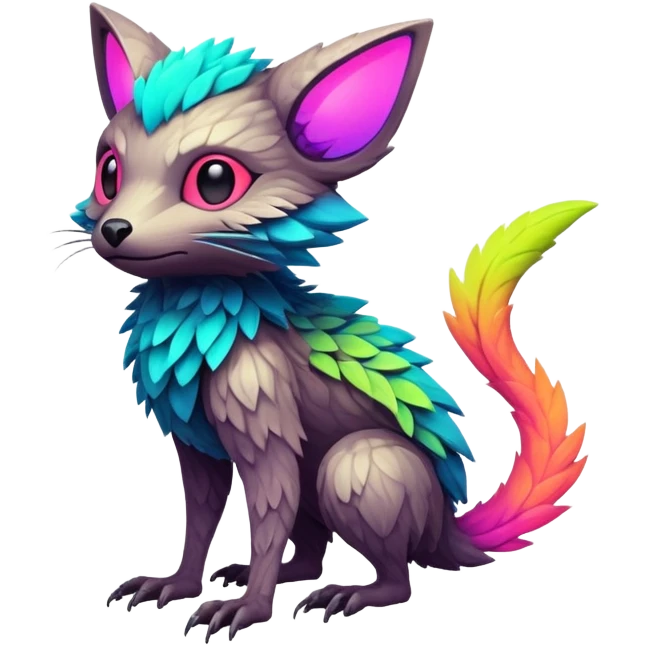 futuristic lush warm-colored neon-colored Fakémon-Trico-creature (full body) emoji