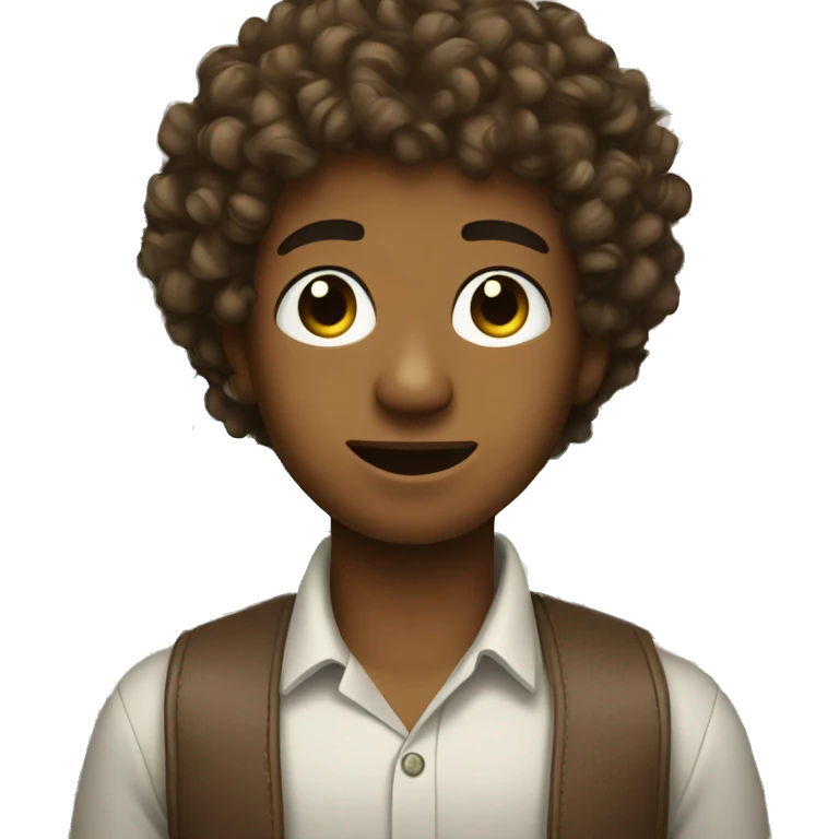 brown boy with curly hair with dollar notes emoji