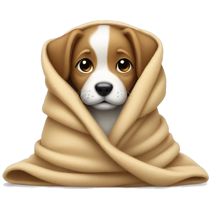 The puppy wrapped up in a blanked emoji