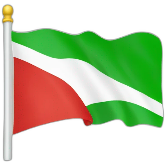 A three colored flag, the cor of top of the flag is green the middle color of the flag is white and then bottom color of the flag is red emoji