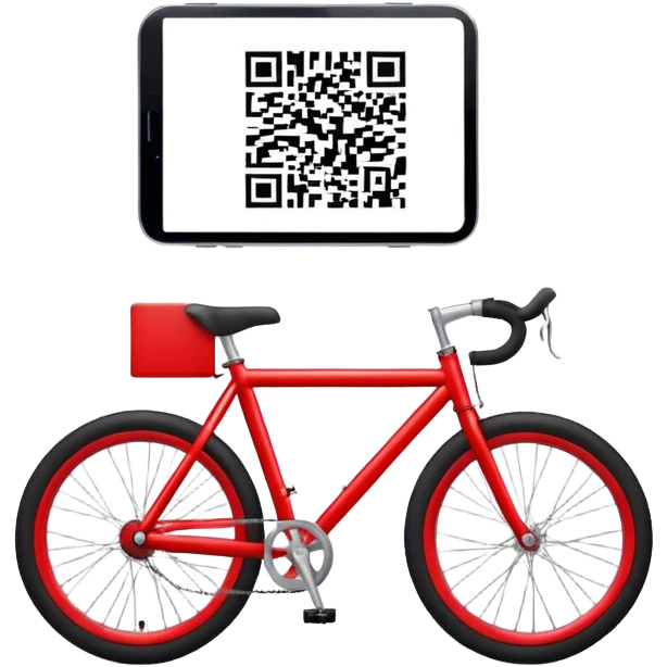 QR code on a red bike in the middle - show the qr kode emoji