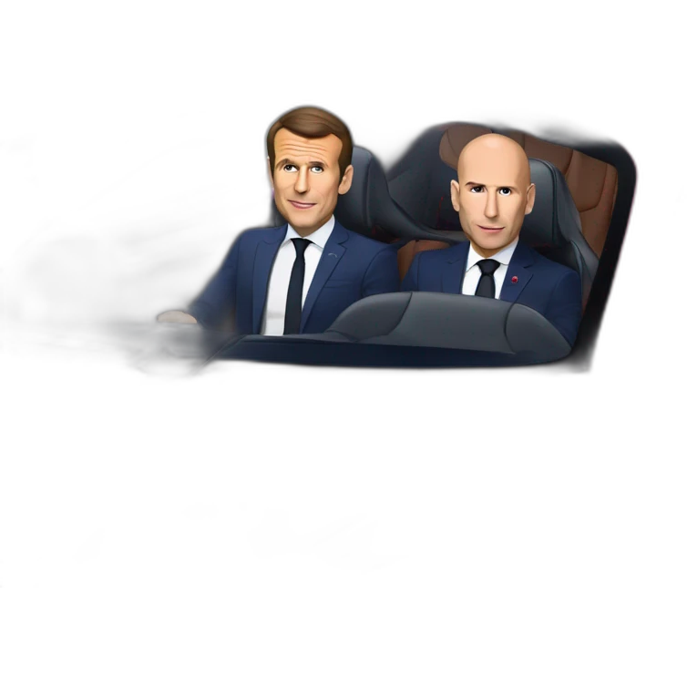 Emmanuel Macron et Zidane dans une Bugatti Chiron emoji