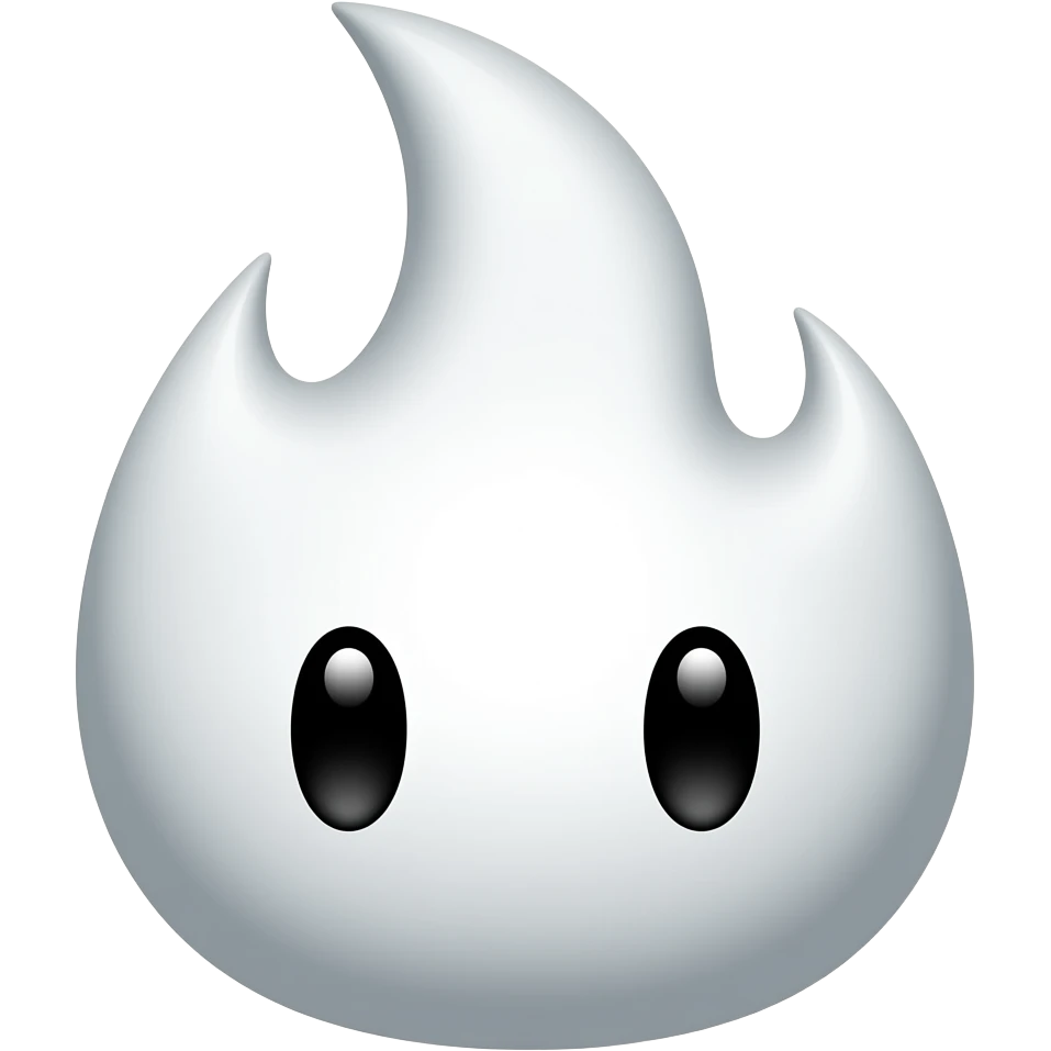 White Kuwaii fire with black eyes emoji