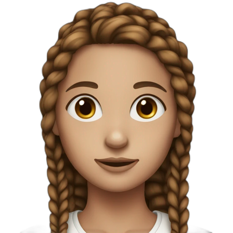 Young women with brown braids hair blue eyes small freckles  emoji