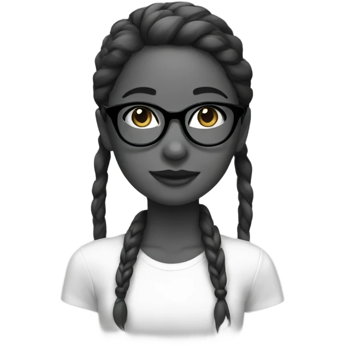monochrome girl with glasses emoji
